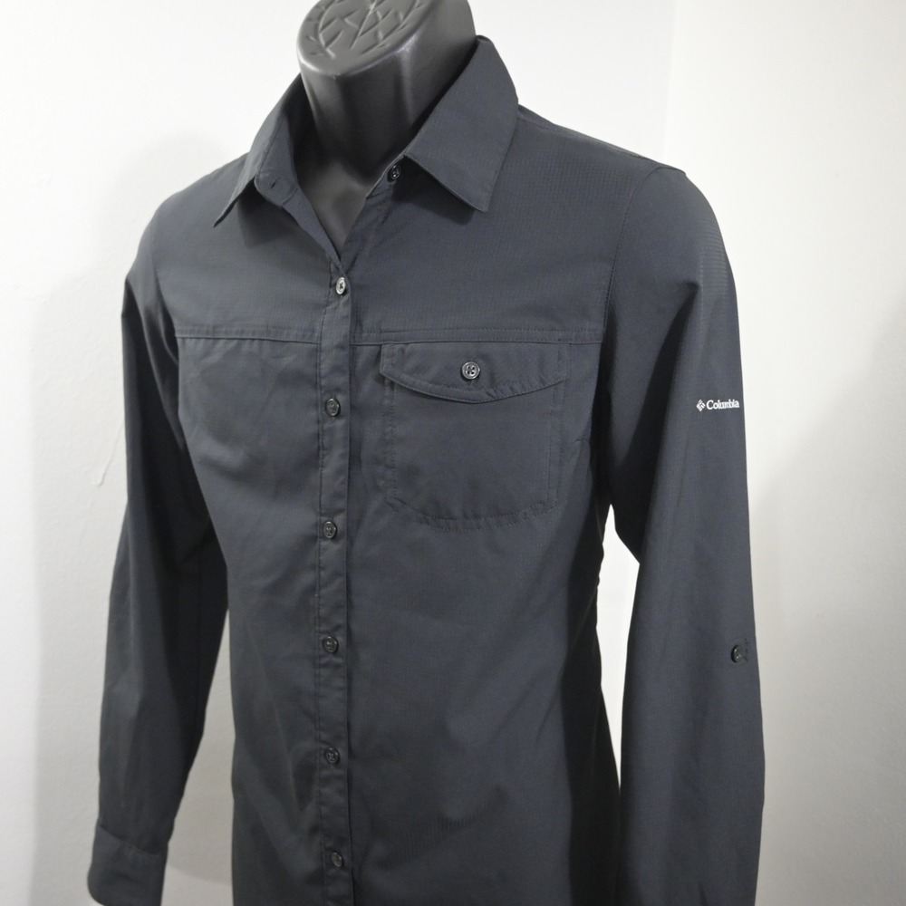 Columbia Silver Ridge Lite Button Up Women Medium Black Long Sleeve Omni-Wick